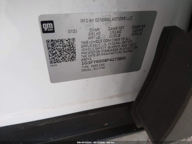 2023 Chevrolet Bolt Euv Fwd Lt მანქანა იყიდება აუქციონზე, vin: 1G1FY6S08P4173800, აუქციონის ნომერი: 45102243