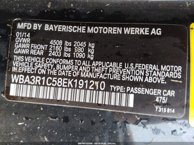 Aukcja sprzedaży 2014 Bmw 435i, vin: WBA3R1C58EK191210, numer aukcji: 45102306
