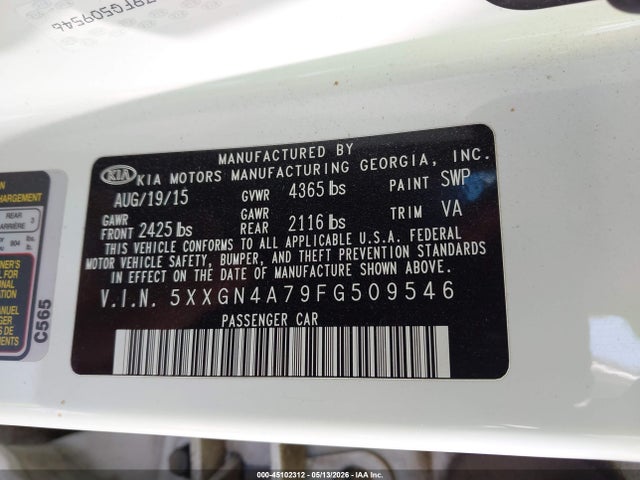KIA OPTIMA EX 2015 5XXGN4A79FG509546 Image 9