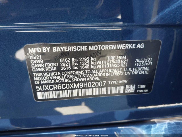 BMW X5 Xdrive40i 2021 5UXCR6C0XM9H02007 Image 9