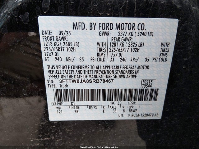 Ford Maverick Xlt 2025 3FTTW8JA8SRB78467 Image 9