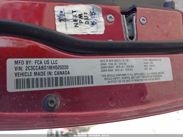 2021 Chrysler 300 მანქანა იყიდება აუქციონზე, vin: 2C3CCABG1MH520220, აუქციონის ნომერი: 45102416