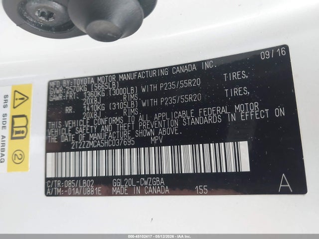 Aukcja sprzedaży 2017 Lexus Rx 350, vin: 2T2ZZMCA5HC037695, numer aukcji: 45102417