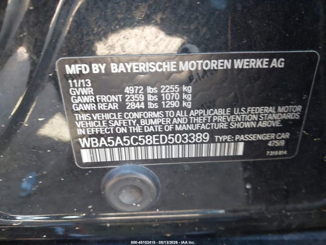 45102418 :رقم المزاد ، WBA5A5C58ED503389 vin ، 2014 Bmw 528i مزاد بيع