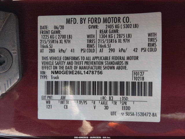NM0GE9E26L1478756 Ford Transit Connect Xl Passenger
