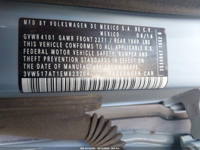 Продажа на аукционе авто 2014 Volkswagen Beetle 1.8t, vin: 3VW517AT1EM823204, номер лота: 45102488