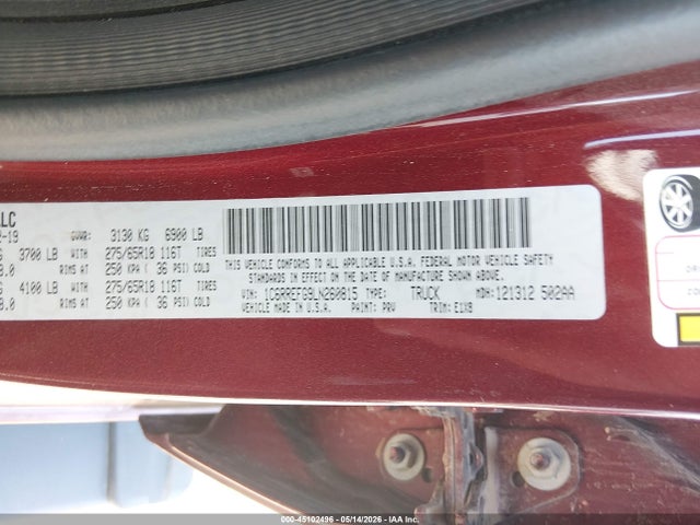 Aukcja sprzedaży 2020 Ram 1500 Big Horn  4x2 5'7 Box, vin: 1C6RREFG9LN260815, numer aukcji: 45102496
