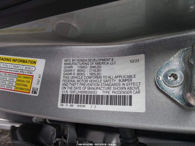 Продаж на аукціоні авто 2024 Honda Civic Sport, vin: 19XFL2H89RE006553, номер лоту: 45102595