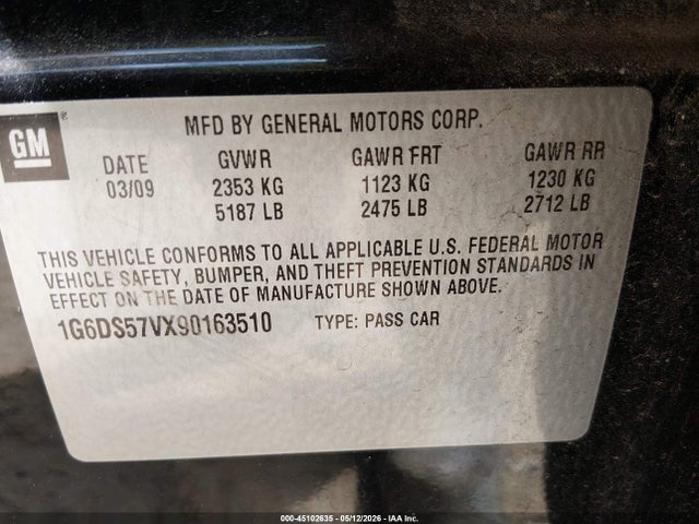 Aukcja sprzedaży 2009 Cadillac Cts Standard, vin: 1G6DS57VX90163510, numer aukcji: 45102635
