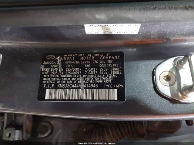 Продаж на аукціоні авто 2017 Hyundai Tucson Se, vin: KM8J3CA44HU414946, номер лоту: 45102735