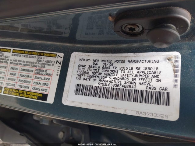 Aukcja sprzedaży 2006 Pontiac Vibe, vin: 5Y2SL65836Z428943, numer aukcji: 45102763