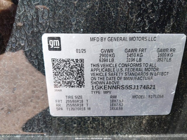 45102773 :رقم المزاد ، 1GKENNRS5SJ174821 vin ، 2025 Gmc Acadia Awd Elevation مزاد بيع