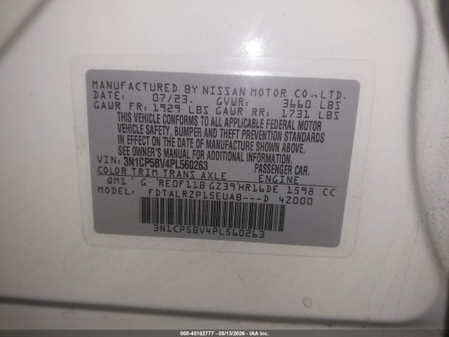 Aukcja sprzedaży 2023 Nissan Kicks S Xtronic Cvt, vin: 3N1CP5BV4PL560263, numer aukcji: 45102777