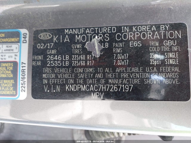 KIA Sportage Lx 2017 KNDPMCAC7H7267197 Image 9