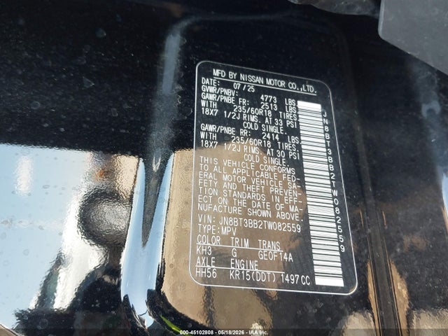 2026 Nissan Rogue Sv მანქანა იყიდება აუქციონზე, vin: JN8BT3BB2TW082559, აუქციონის ნომერი: 45102808