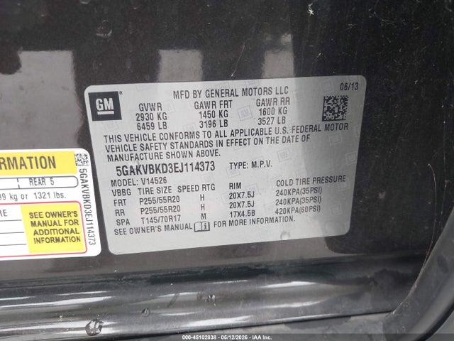 Продаж на аукціоні авто 2014 Buick Enclave Leather, vin: 5GAKVBKD3EJ114373, номер лоту: 45102838