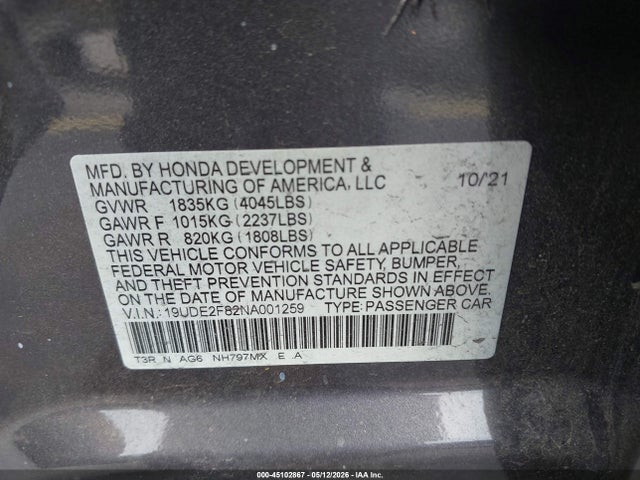Aukcja sprzedaży 2022 Acura Ilx Premium   A-spec Packages/technology   A-spec Packages, vin: 19UDE2F82NA001259, numer aukcji: 45102867