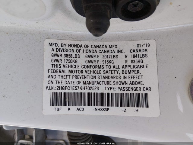 Honda CIVIC SI 2019 2HGFC1E57KH702523 Image 9