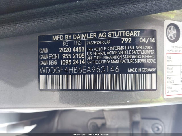 Aukcja sprzedaży 2014 Mercedes-benz C 250 Sport, vin: WDDGF4HB6EA963146, numer aukcji: 45102881