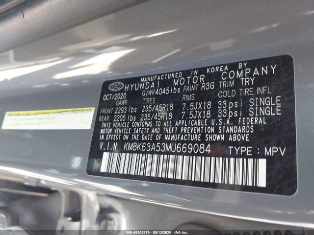 KM8K63A53MU669084 Hyundai Kona Night
