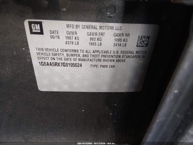 Продажа на аукционе авто 2016 Cadillac Ats Standard, vin: 1G6AA5RX7G0195624, номер лота: 45102989