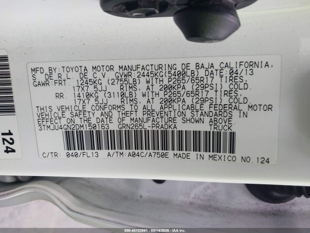 Продажа на аукционе авто 2013 Toyota Tacoma Prerunner V6, vin: 3TMJU4GN2DM150163, номер лота: 45102991