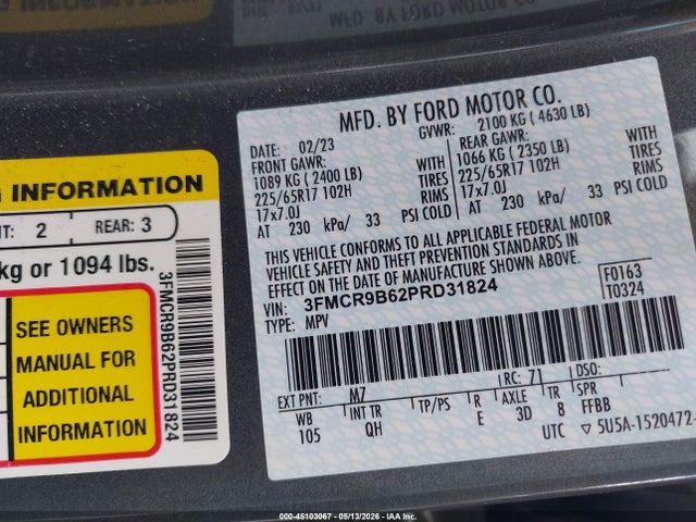 3FMCR9B62PRD31824 Ford Bronco Sport Big Bend