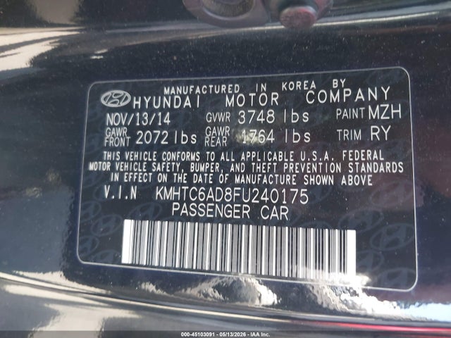 Продаж на аукціоні авто 2015 Hyundai Veloster, vin: KMHTC6AD8FU240175, номер лоту: 45103091