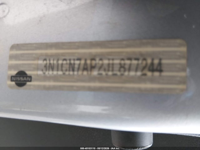 Auction sale of the 2018 Nissan Versa 1.6 Sv, vin: 3N1CN7AP2JL877244, lot number: 45103110