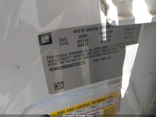 Продаж на аукціоні авто 2010 Buick Lacrosse Cxl, vin: 1G4GC5EG9AF203276, номер лоту: 45103118