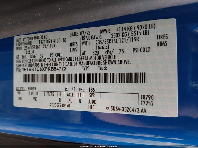 1FTBR1C8XPKB54722 Ford Transit-250
