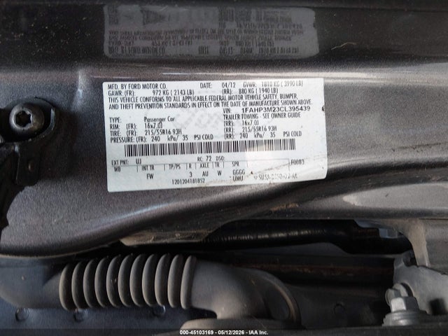 Продаж на аукціоні авто 2012 Ford Focus Sel, vin: 1FAHP3M23CL395439, номер лоту: 45103169