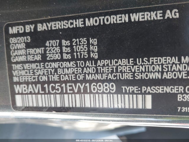 Aukcja sprzedaży 2014 Bmw X1 Xdrive28i, vin: WBAVL1C51EVY16989, numer aukcji: 45103210