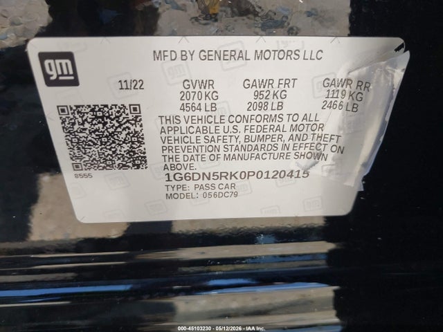 Продажа на аукционе авто 2023 Cadillac Ct5 Premium Luxury, vin: 1G6DN5RK0P0120415, номер лота: 45103230