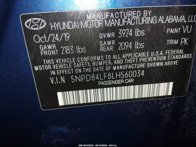Hyundai ELANTRA SEL 2020 5NPD84LF8LH560034 Image 9
