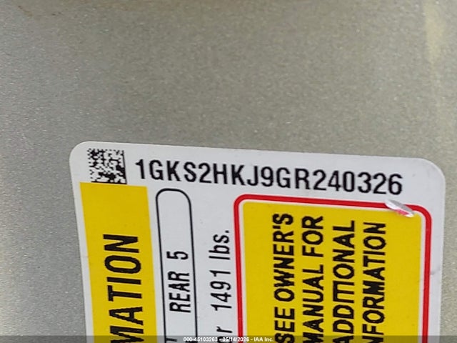 45103263 :رقم المزاد ، 1GKS2HKJ9GR240326 vin ، 2016 Gmc Yukon Xl Denali مزاد بيع