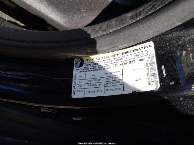 45103264 :رقم المزاد ، 1FADP3F25GL222068 vin ، 2016 Ford Focus Se مزاد بيع