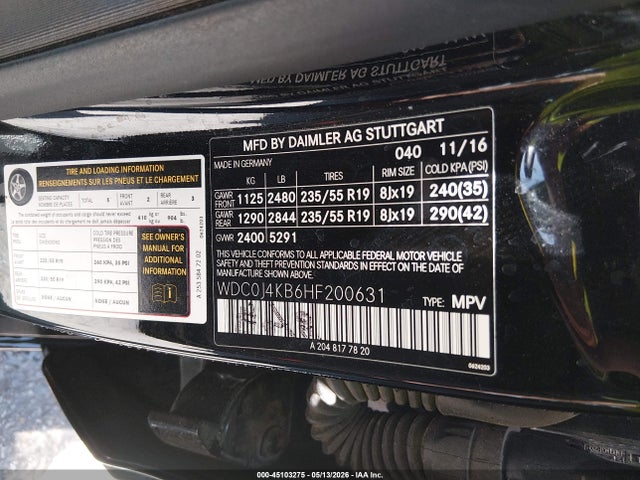 45103275 :رقم المزاد ، WDC0J4KB6HF200631 vin ، 2017 Mercedes-benz Glc 300 Coupe 4matic مزاد بيع