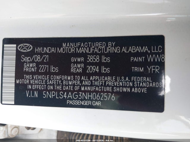 Hyundai ELANTRA SEL 2022 5NPLS4AG3NH062576 Image 9