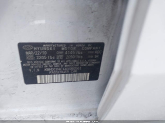 Продажа на аукционе авто 2010 Hyundai Elantra Touring Gls, vin: KMHDC8AEXAU080561, номер лота: 45103300