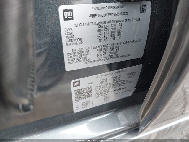 Chevrolet Silverado 2021 1GCUYEET2MZ384343 Image 24