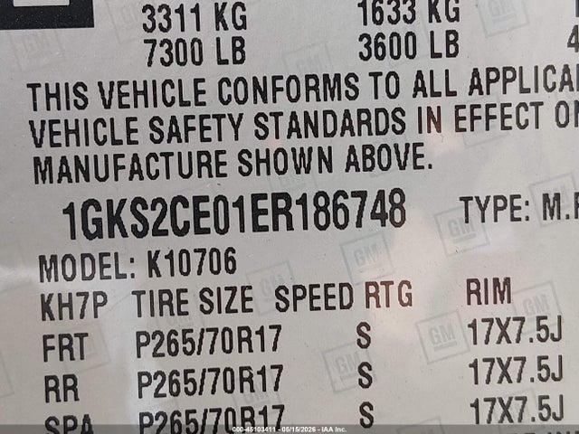 Продаж на аукціоні авто 2014 Gmc Yukon Slt, vin: 1GKS2CE01ER186748, номер лоту: 45103411
