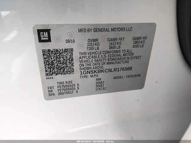 1GNSKBKC5LR176569 Chevrolet Tahoe 4wd Lt
