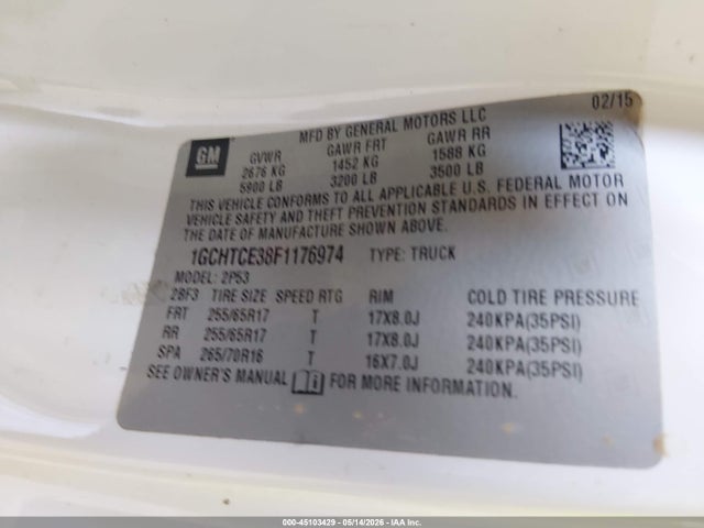 1GCHTCE38F1176974 Chevrolet Colorado Z71