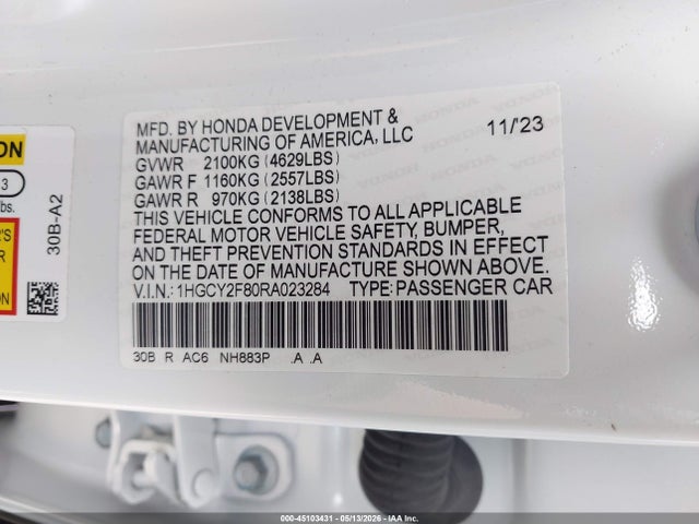 1HGCY2F80RA023284 Honda Accord Hybrid Touring