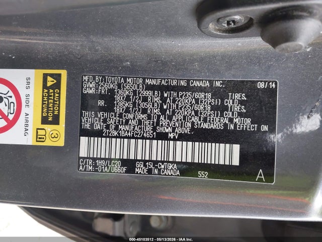 Продажа на аукционе авто 2015 Lexus Rx 350, vin: 2T2BK1BA4FC274651, номер лота: 45103512