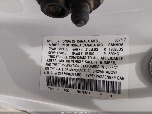 Honda Civic Ex-l 2017 2HGFC3B79HH361586 Image 9