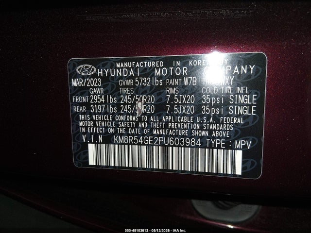 Продаж на аукціоні авто 2023 Hyundai Palisade Limited, vin: KM8R54GE2PU603984, номер лоту: 45103613