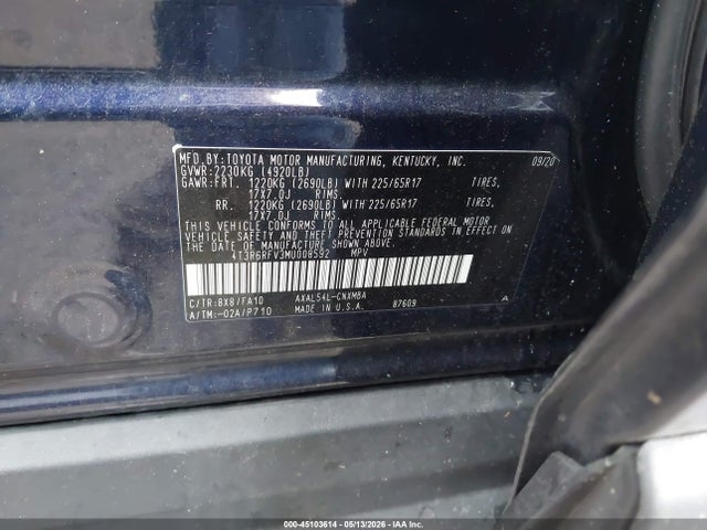 4T3R6RFV3MU008592 Toyota Rav4 Hybrid Xle