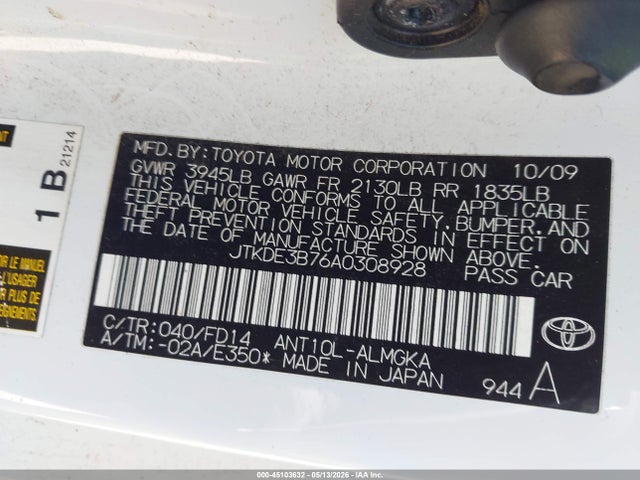 Продаж на аукціоні авто 2010 Scion Tc, vin: JTKDE3B76A0308928, номер лоту: 45103632